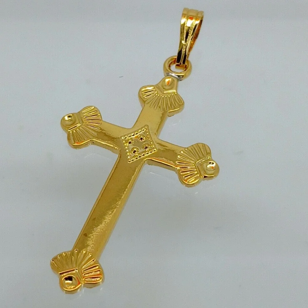 Karatbond Vintage Y2K Gold Ornate Cross Necklace Pendant Made in USA NOS Faith